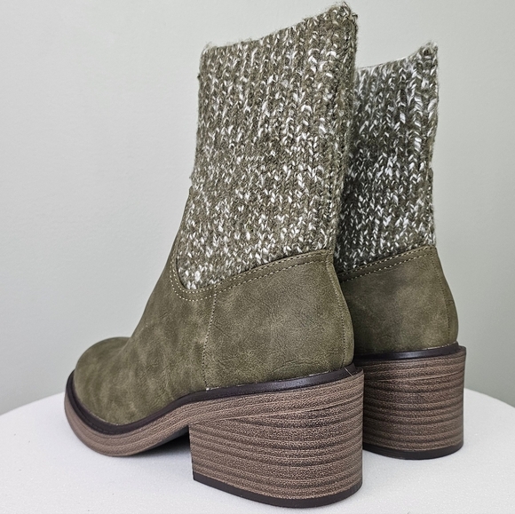 Portland Boot Company Women's Cozy Sweater Knit Bootie Olive - Picture 9 of 12